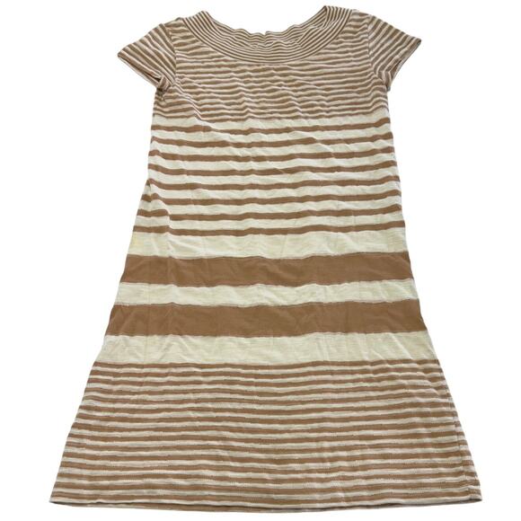 Maeve Dress Womens X Small Tan White Haven Stripe Shift Cotton Anthropologie - Picture 2 of 9